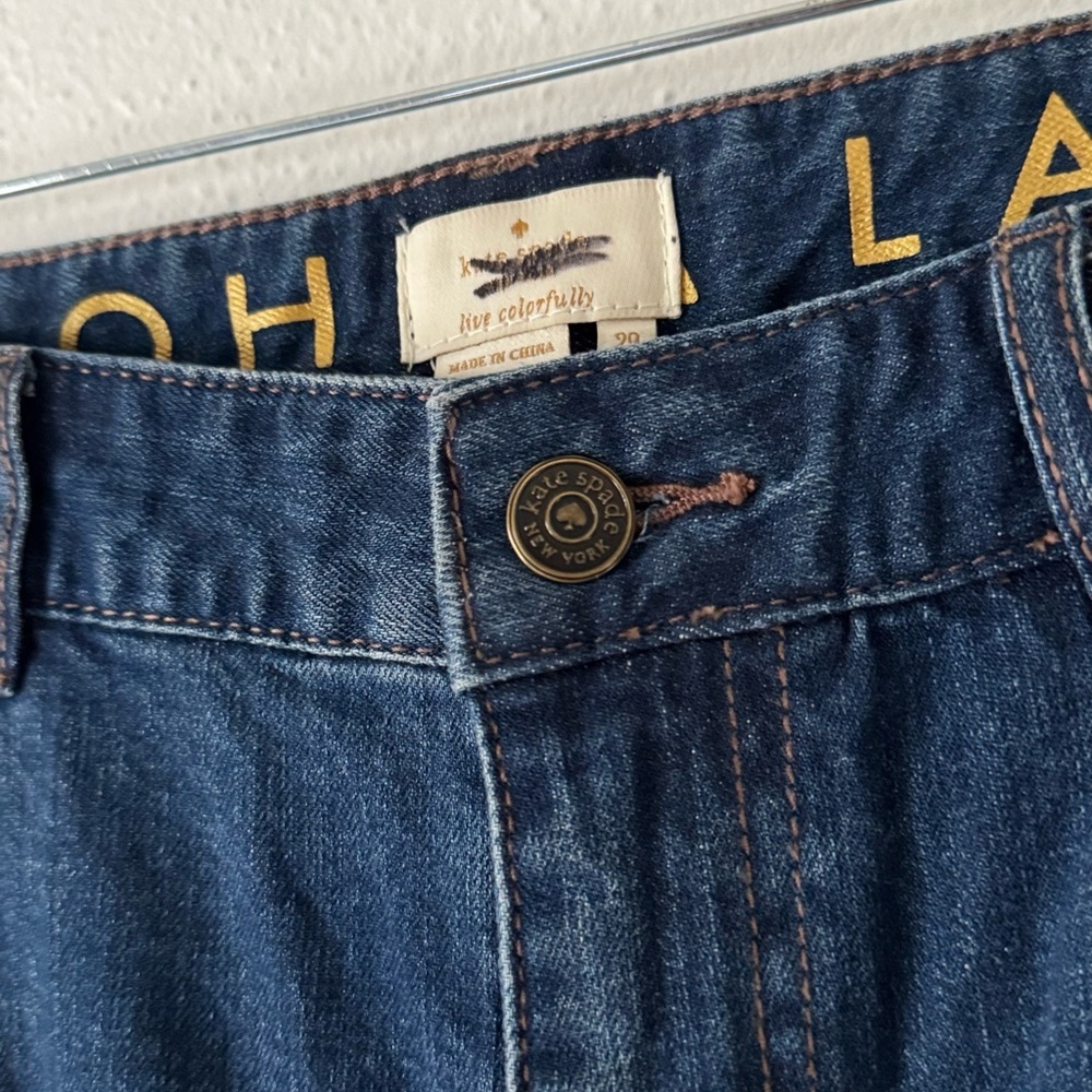 Kate Spade Broome St Ditsy Floral Embroidered Raw Hi Rise Cropped Jeans Sz 29 - Picture 9 of 16